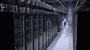 Visualization 3D animation server room - Security in the data center
