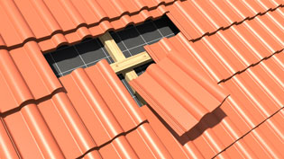 Visualization 3D animation roof tiles for solar system - Pitched roof is uncovered