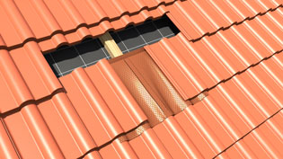 Visualization 3D animation roof tiles for solar system - Flexible metal shape is pressed onto roof tiles