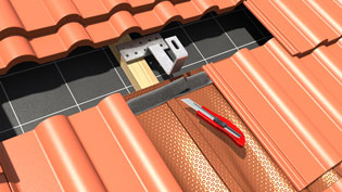 Visualization 3D animation roof tiles for solar system - Seal is cut