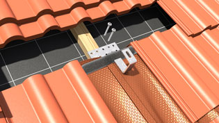 Visualization 3D animation roof tiles for solar system - Roof hook is installed