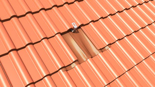Visualization 3D animation roof tiles for solar system - The steep roof is covered again