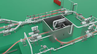 Visualization 3D explanatory video gas meter - Gas flows through high-pressure blowers