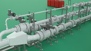 Visualization 3D explanatory video gas meter - Pipelines in different diameters