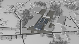 Technical 3d visualization - Production halls bird's eye view